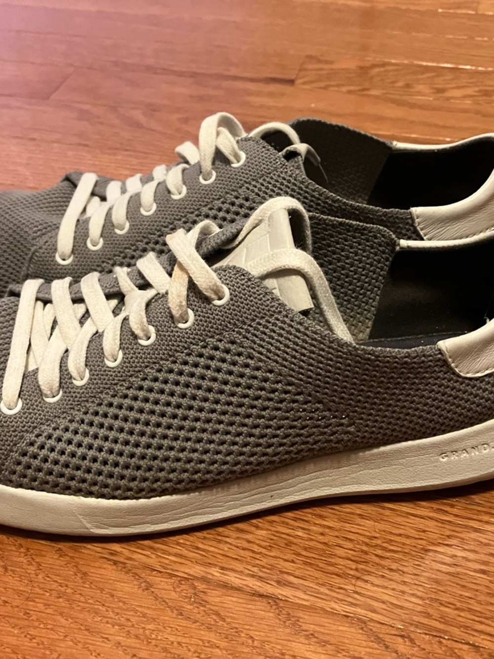 Cole Haan Men's Gray Knit Low-Top Sneakers with White Accents